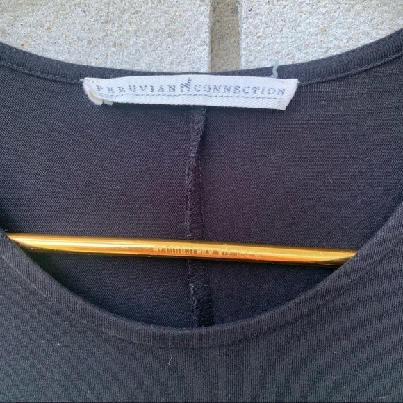 Peruvian Connection Black Sari Tie Front Dress Pima Cotton Modal Spandex Small - Picture 9 of 9